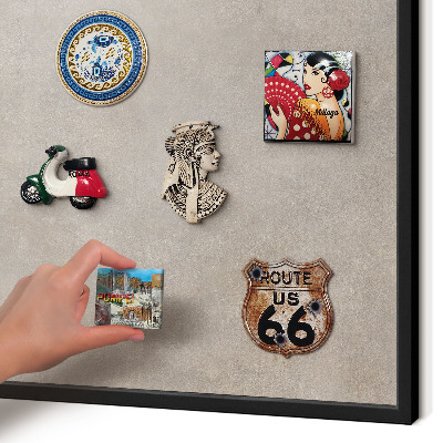 Metal wall board for magnets in a black frame Neutral elegance