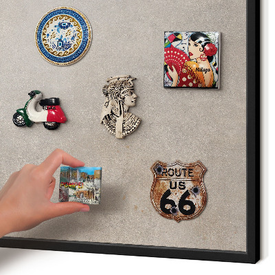 Metal wall board for magnets in a black frame Neutral elegance