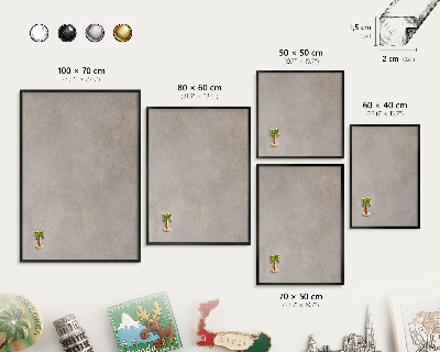 Metal wall board for magnets in a black frame Neutral elegance
