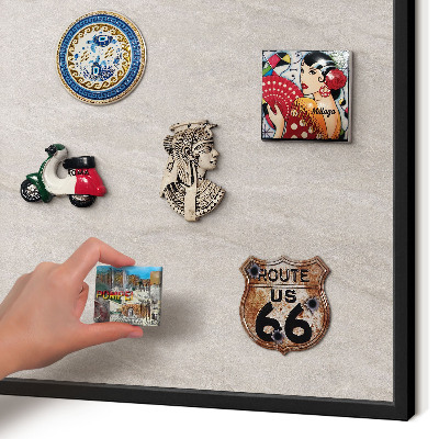 Vacation magnet board with a black frame Delicate elegance