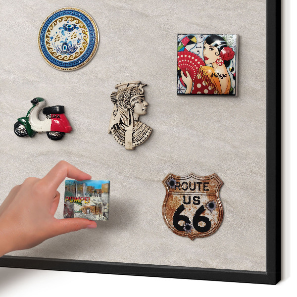 Vacation magnet board with a black frame Delicate elegance