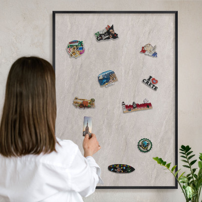 Vacation magnet board with a black frame Delicate elegance
