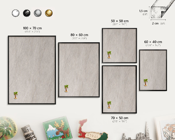 Vacation magnet board with a black frame Delicate elegance