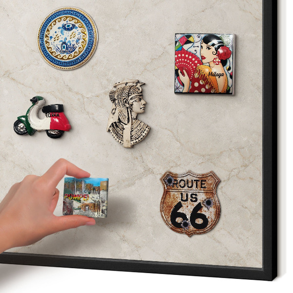 Metal wall board for magnets in a black frame Natural elegance