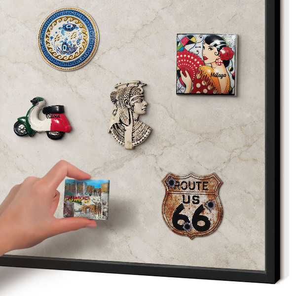 Metal wall board for magnets in a black frame Natural elegance