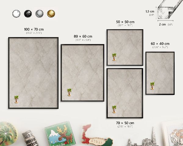 Metal wall board for magnets in a black frame Natural elegance