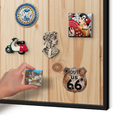 Vacation magnet board with a black frame Wooden pattern