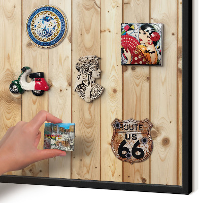 Vacation magnet board with a black frame Wooden boards