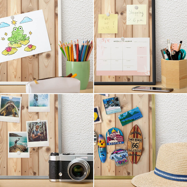 Vacation magnet board with a black frame Wooden boards