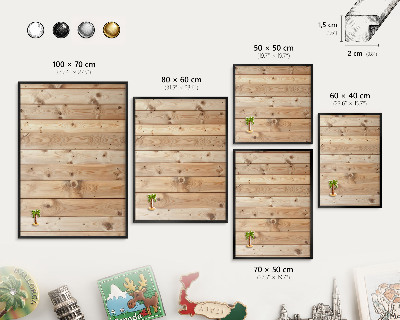 Vacation magnet board with a black frame Wooden boards
