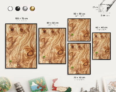 Vacation magnet board with a black frame Wooden texture