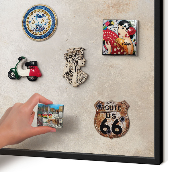 Vacation magnet board with a black frame Neutral background