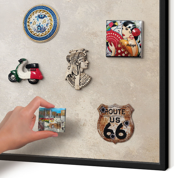 Vacation magnet board with a black frame Neutral background