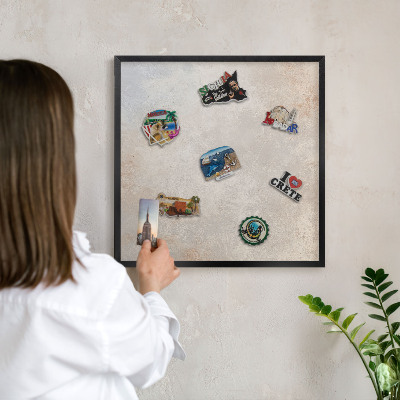 Vacation magnet board with a black frame Neutral background