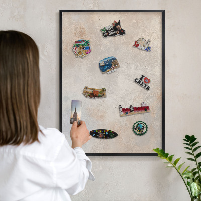 Vacation magnet board with a black frame Neutral background