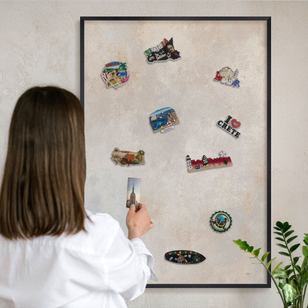 Vacation magnet board with a black frame Neutral background