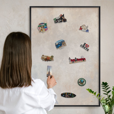 Vacation magnet board with a black frame Neutral background