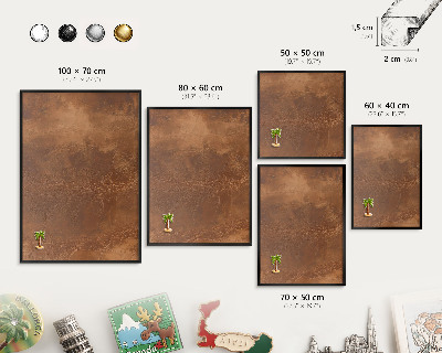 Vacation magnet board with a black frame Brown texture