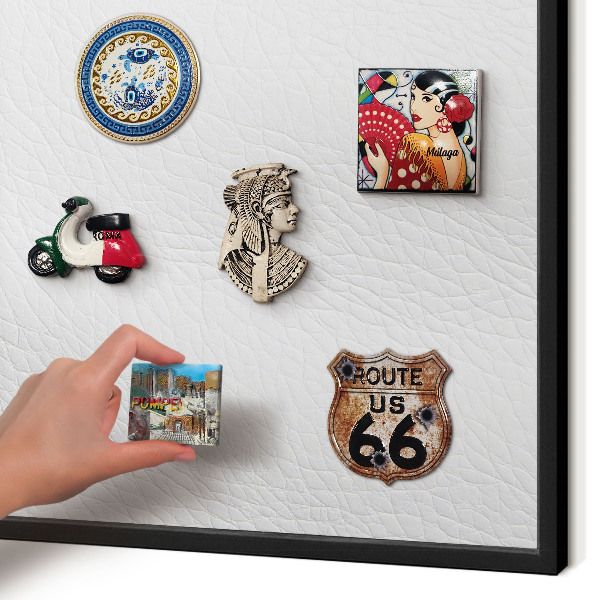 Metal wall board for magnets in a black frame Elegant texture