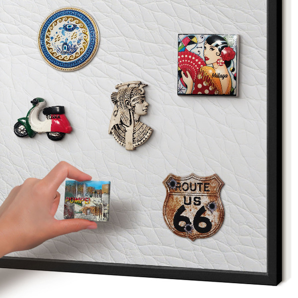 Metal wall board for magnets in a black frame Elegant texture