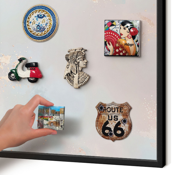Vacation magnet board with a black frame Pastel harmony