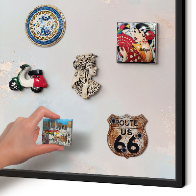 Vacation magnet board with a black frame Pastel harmony
