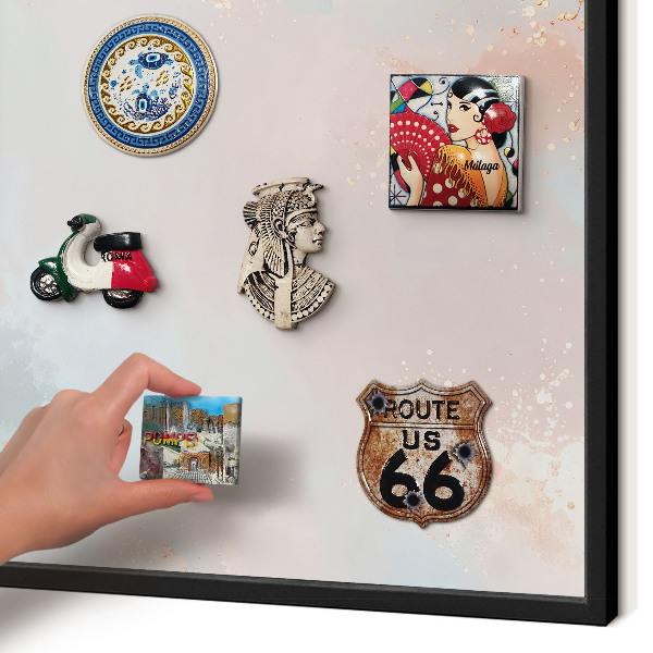 Vacation magnet board with a black frame Pastel harmony
