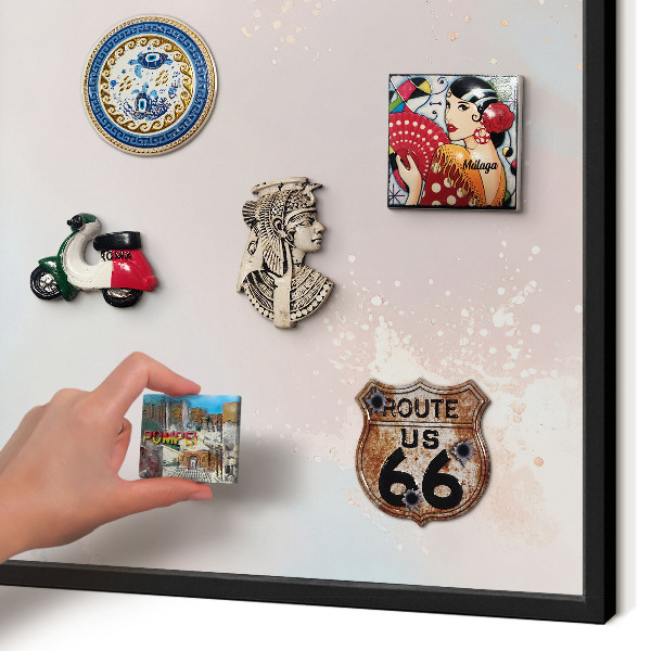 Vacation magnet board with a black frame Pastel harmony
