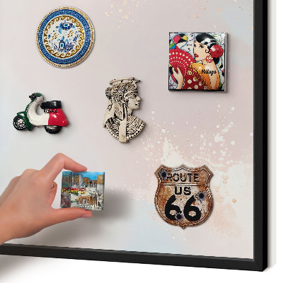 Vacation magnet board with a black frame Pastel harmony