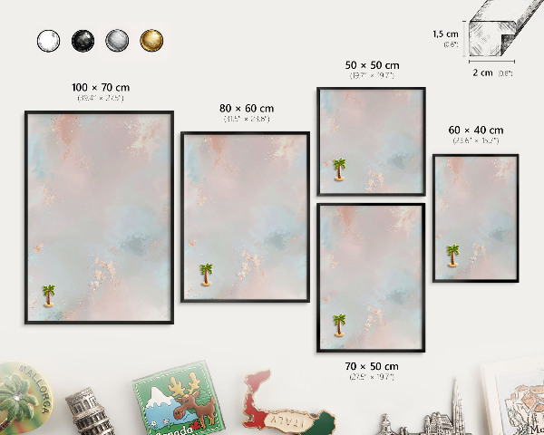 Vacation magnet board with a black frame Pastel harmony