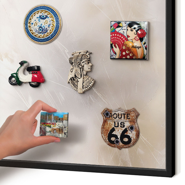 Metal wall board for magnets in a black frame Soft lightness