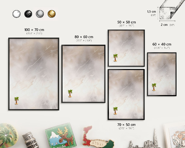 Metal wall board for magnets in a black frame Soft lightness