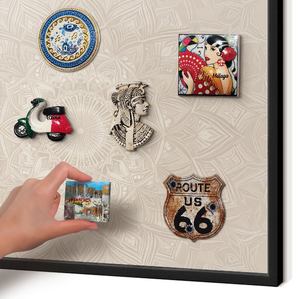 Vacation magnet board with a black frame Decorative mandala