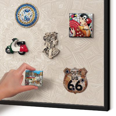 Vacation magnet board with a black frame Decorative mandala