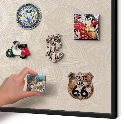 Vacation magnet board with a black frame Decorative mandala