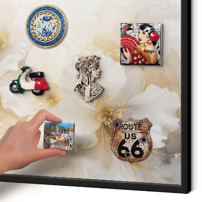 Vacation magnet board with a black frame Pastel flowers