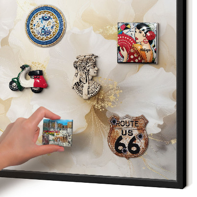 Vacation magnet board with a black frame Pastel flowers