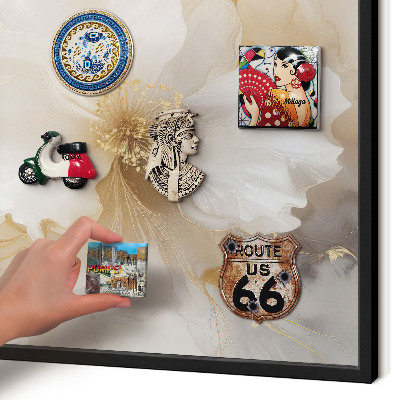Vacation magnet board with a black frame Pastel flowers