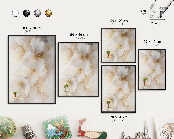 Vacation magnet board with a black frame Pastel flowers