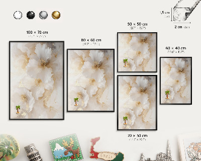 Vacation magnet board with a black frame Pastel flowers