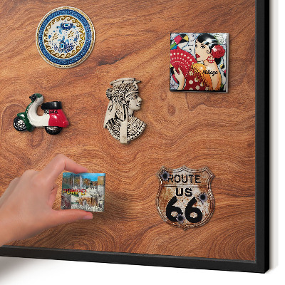Vacation magnet board with a black frame Wood grain