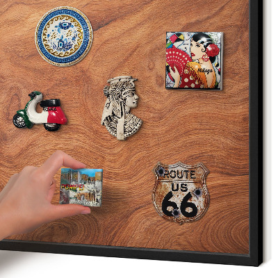 Vacation magnet board with a black frame Wood grain