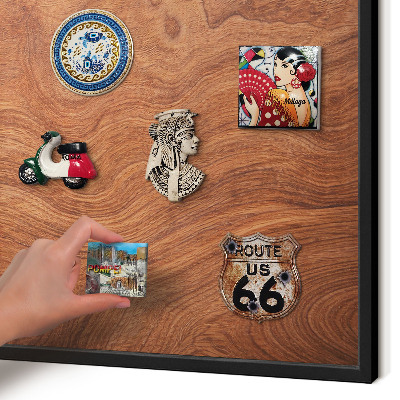 Vacation magnet board with a black frame Wood grain