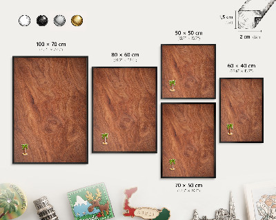 Vacation magnet board with a black frame Wood grain
