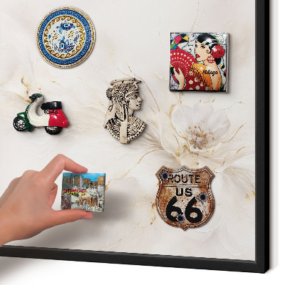 Metal wall board for magnets in a black frame Floral elegance