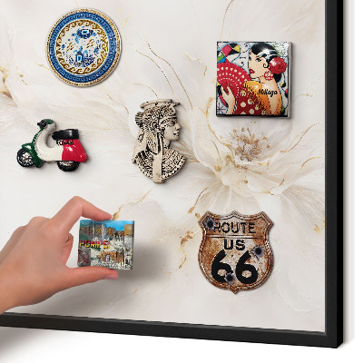 Metal wall board for magnets in a black frame Floral elegance