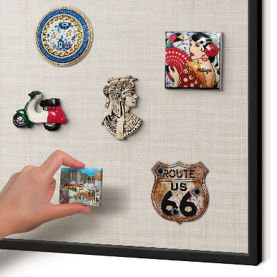 Vacation magnet board with a black frame Subtle elegance