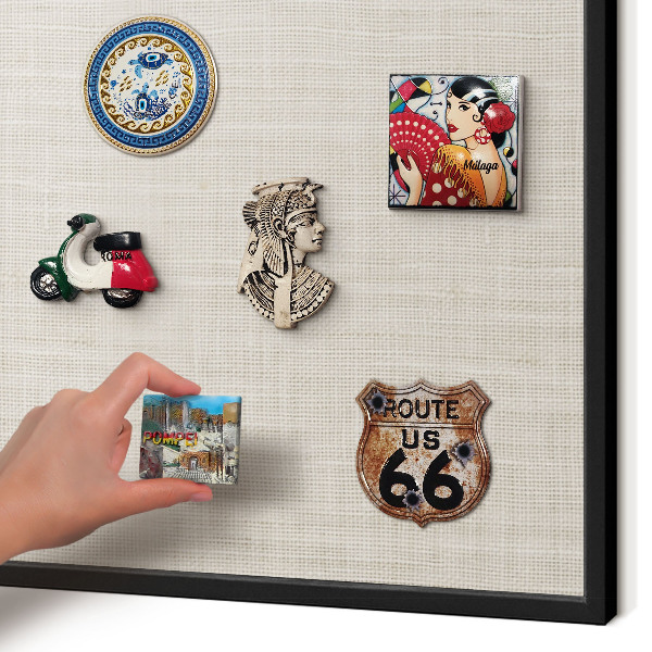Vacation magnet board with a black frame Subtle elegance