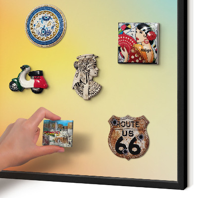 Metal wall board for magnets in a black frame Color transition