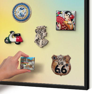 Metal wall board for magnets in a black frame Color transition
